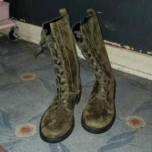 Olive Lace-Up Combat Boots
